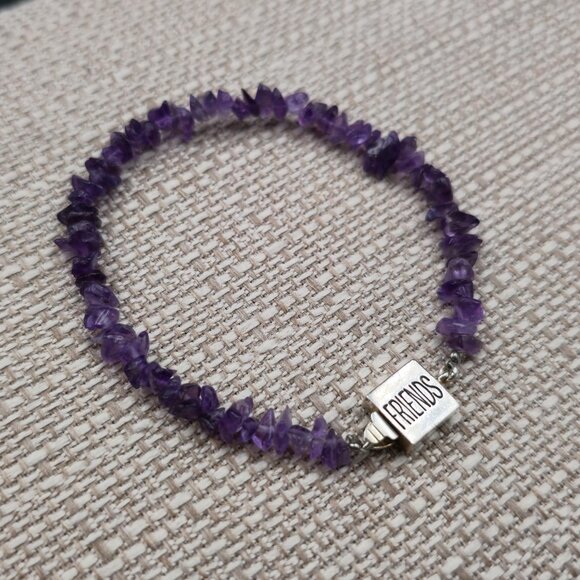 7 Inch Sterling Silver Friends Amethyst Stone Bracelet A6882 - Picture 2 of 7